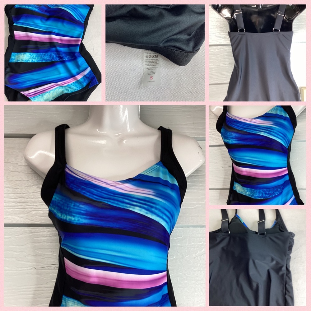 Classic Blue Brushstroke One-Piece Swimsuit - Women Swim.48 - Picture 5 of 8